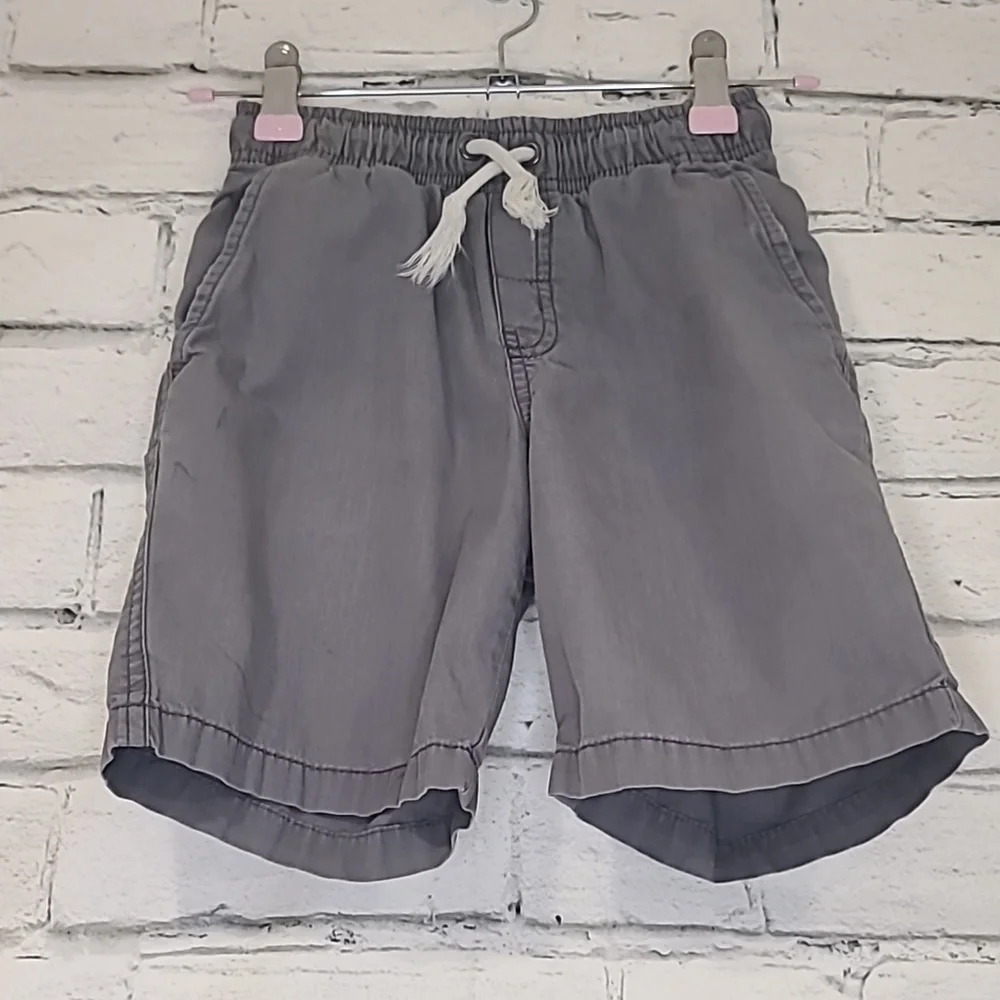Cat & Jack Regular Woven Cotton Drawstring Elastic Waist Pull-On Shorts in Gray